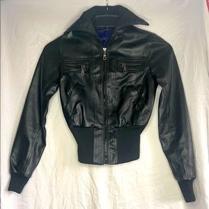 Miley Cyrus Black Faux Leather Jacket Girls XS